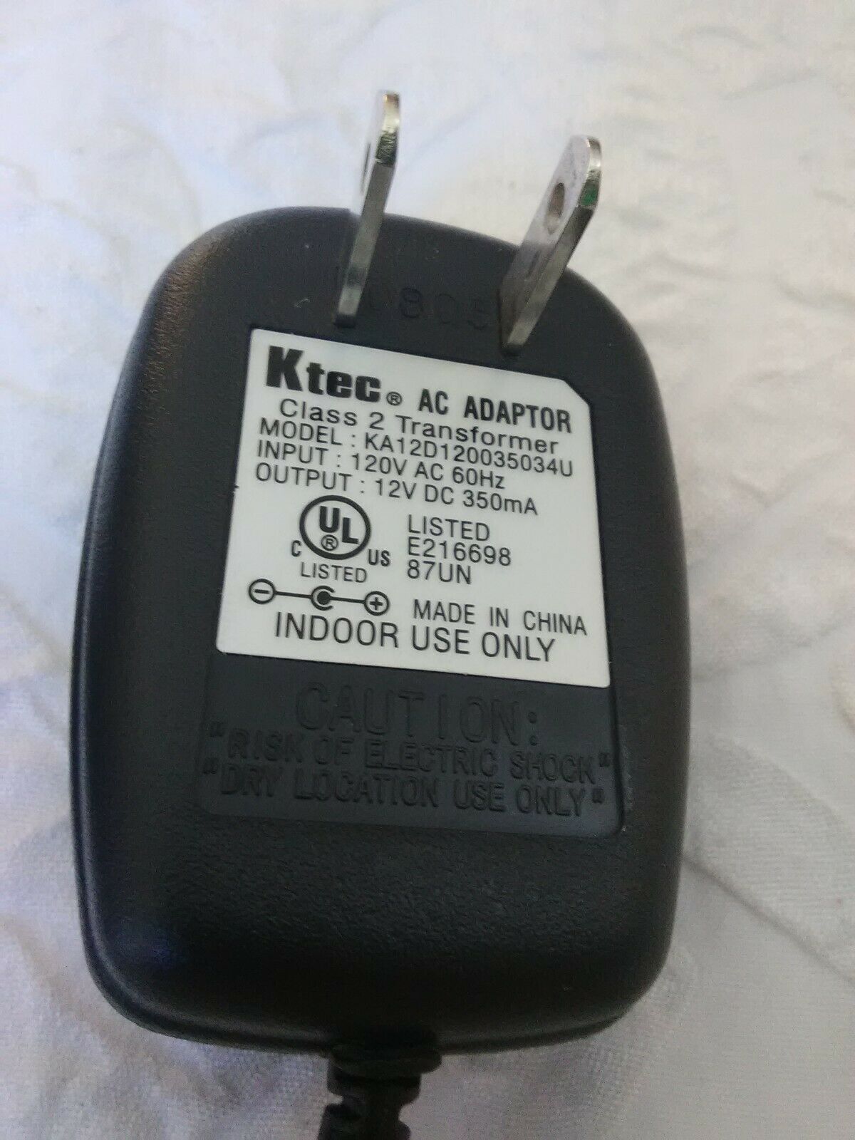 New 12V 350mA Ktec KA12D120035034U Class 2 Transformer Power Supply Ac Adapter